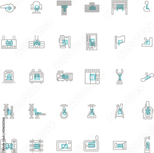駅関連アイコンセットアウトライン
