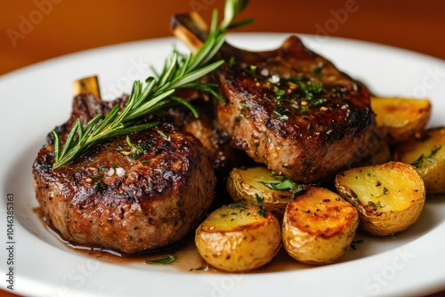 Grilled Lamb Chops with Rosemary and Roasted Potatoes