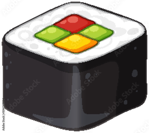 Colorful Sushi Roll Vector Illustration