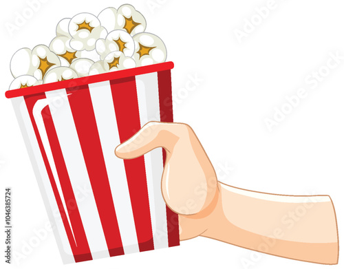 Hand Holding Popcorn Bucket Illustration