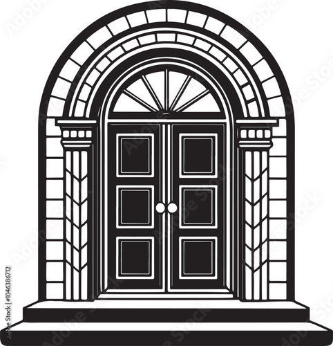 Georgian Door Front View silhouette Illustration