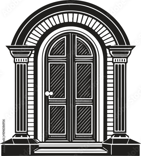 Georgian Door Front View silhouette Illustration