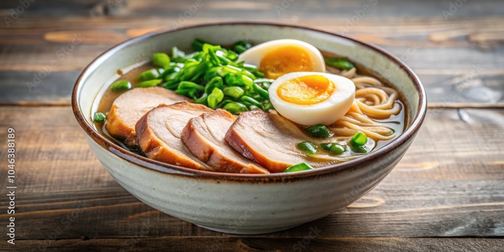Traditional Japanese ramen bowl with pork, noodles, green onions, and a soft-boiled egg , ramen, Japanese, bowl, noodles Traditional Japanese ramen bowl with pork, noodles, green onions, and a soft-boiled egg , ramen, Japanese, bowl, noodles