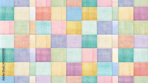 Abstract aesthetic background with colorful squares made of pastel colors and fabric textures , abstract, aesthetic