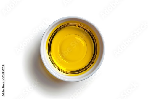 Olive oil in a bowl isolated on white background