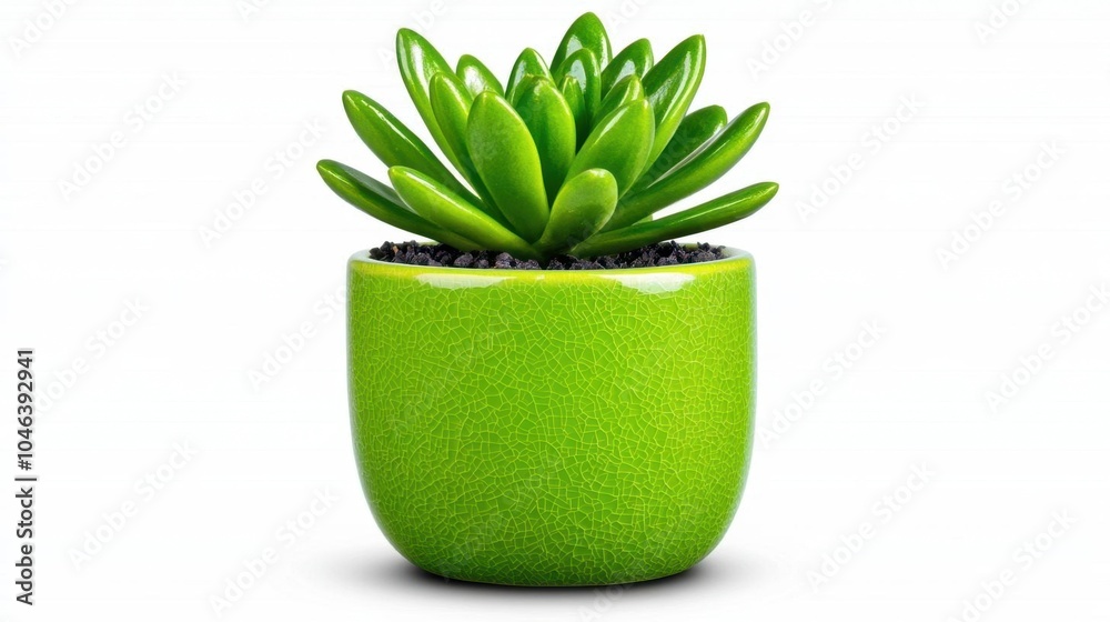 A photostock of a green potted plant on a white background, representing home decor, gardening, or nature.