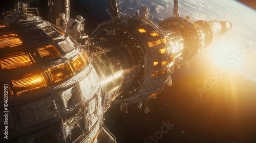 Fototapeta Naklejka Na Ścianę i Meble -  Exploring the technological marvels of space stations a glimpse into human ingenuity and cosmic adventure