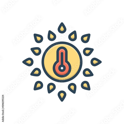 Color illustration icon for hot sun
