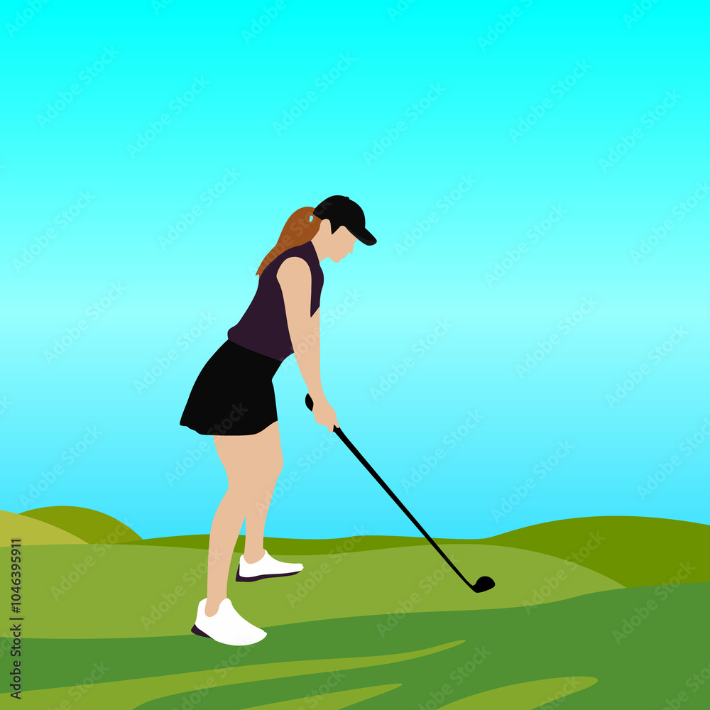 Golf Woman Vector Image And Illustration Golf Woman Vector Image And Illustration