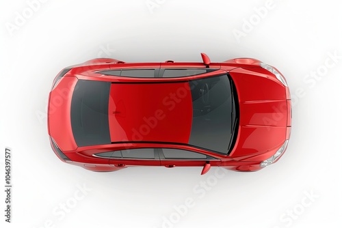 Red car, top view isolated on white background