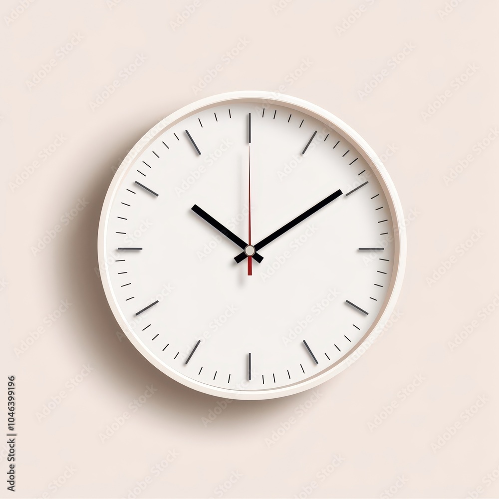White Clock On Beige Wall White Clock On Beige Wall