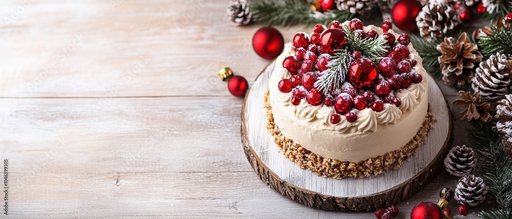 Christmas pudding on white wood table