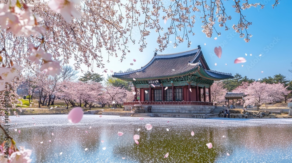 Fototapeta premium Cherry Blossom View on a Bright Spring Day