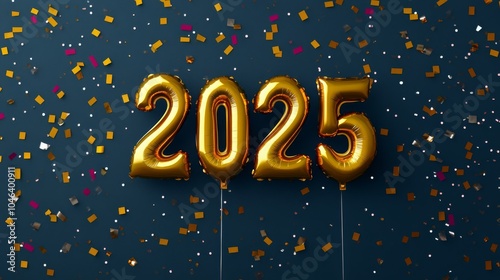 Obraz na płótnie Celebrate the new year with vibrant 2025 balloons and festive confetti to ring in a joyous celebration! w salonie