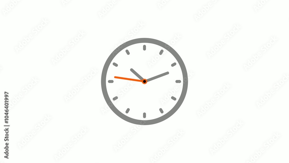 Minimalist Clock Illustration with Gray and Orange Hands Minimalist Clock Illustration with Gray and Orange Hands