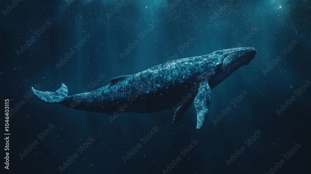 Fototapeta premium Cosmic Whale Swimming Through the Starry Night Sky