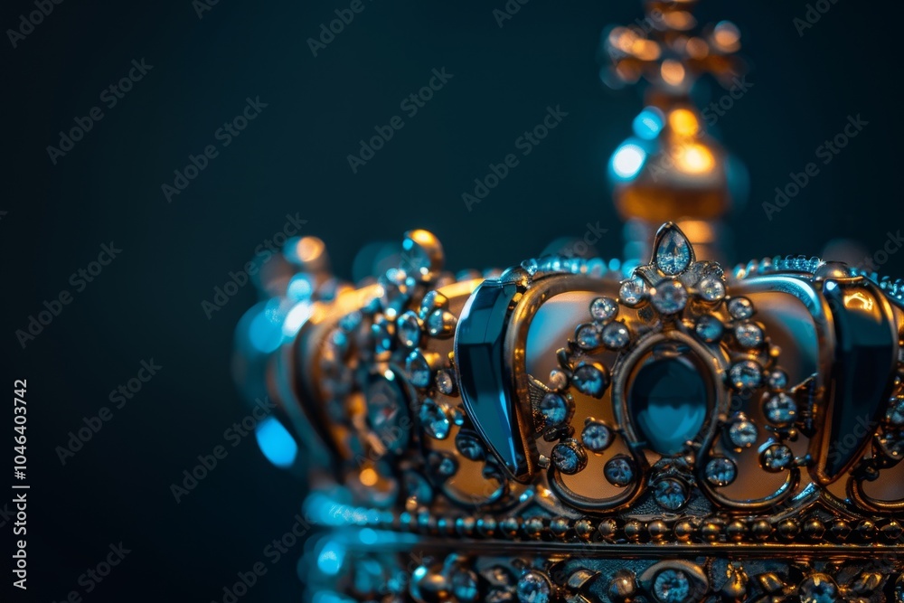 A crown in close up on black