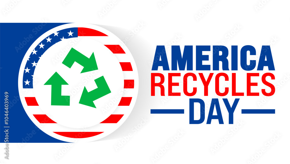 America Recycles Day background or banner design template is observed every year in November. Holiday concept. Template for card, poster, placard, template. America Recycles Day background or banner design template is observed every year in November. Holiday concept. Template for card, poster, placard, template.