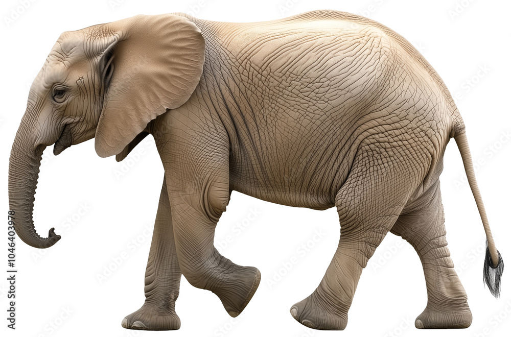 Obraz premium Side view of walking Asian Elephant isolated on transparent background.