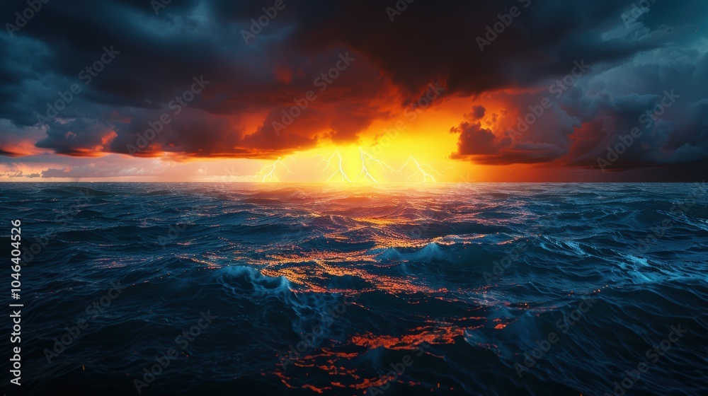 The abstract storm brings a dramatic light show. Dark clouds and rain add to the intense scene. The abstract storm brings a dramatic light show. Dark clouds and rain add to the intense scene.
