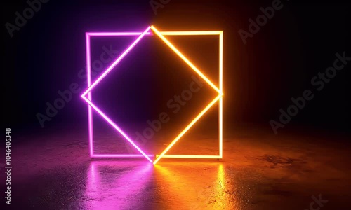 Wallpaper Mural Abstract background with neon Square glowing lights shape.  Torontodigital.ca