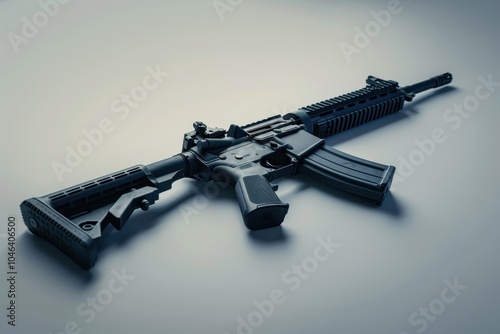 AR 15 rifle in a studio setting photo