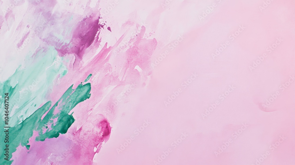 Photo of, Pink background with abstract watercolor splashes and brush strokes in soft pastel shades of peach and sky blue for design, banner template Photo of, Pink background with abstract watercolor splashes and brush strokes in soft pastel shades of peach and sky blue for design, banner template