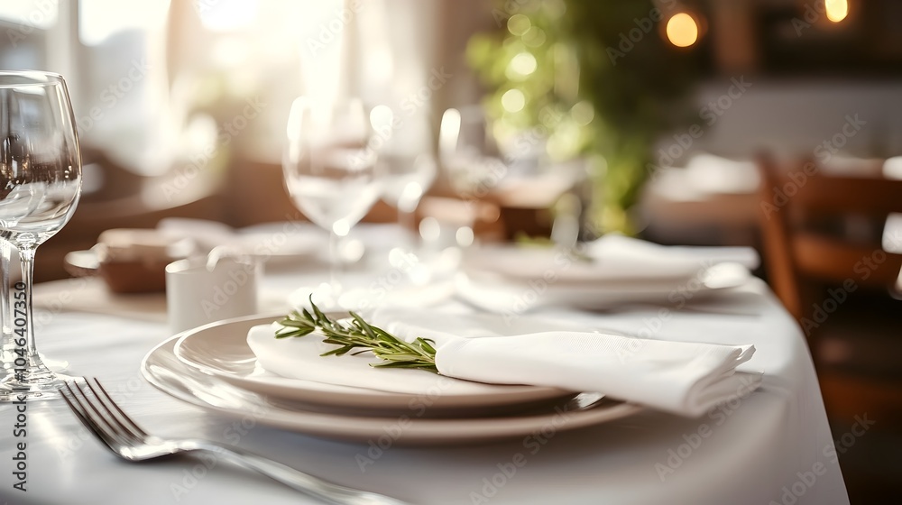 Elegant Dining Table Setup with Ceramic Plates and Cloth Napkins for Sophisticated Meal Experiences Elegant Dining Table Setup with Ceramic Plates and Cloth Napkins for Sophisticated Meal Experiences