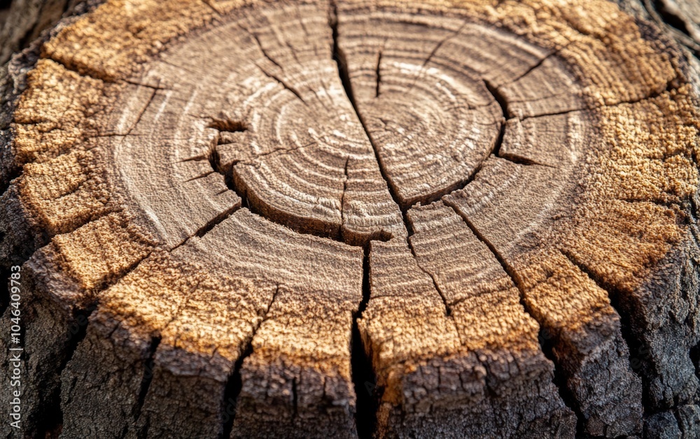 Fototapeta premium Tree Bark Texture: Rough, cracked bark with deep grooves and natural textures covering a tree trunk. 