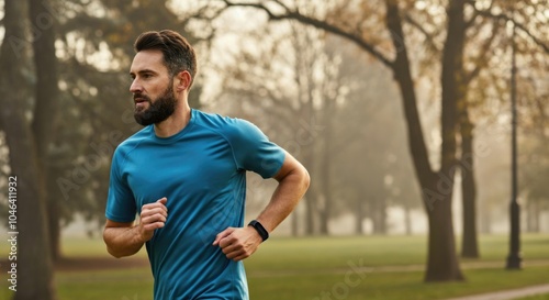 Morning Jog in the Park: Athletic Man Keeping Fit Outdoors