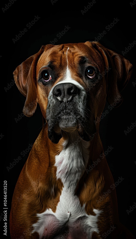 Portrait of a Strong and Protective Boxer Dog in Studio Lighting Portrait of a Strong and Protective Boxer Dog in Studio Lighting