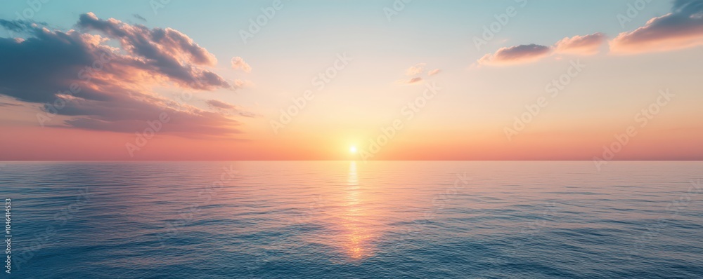 Fototapeta premium Cheerful sunshine rising over the horizon, casting long shadows and enveloping the landscape in warm light.