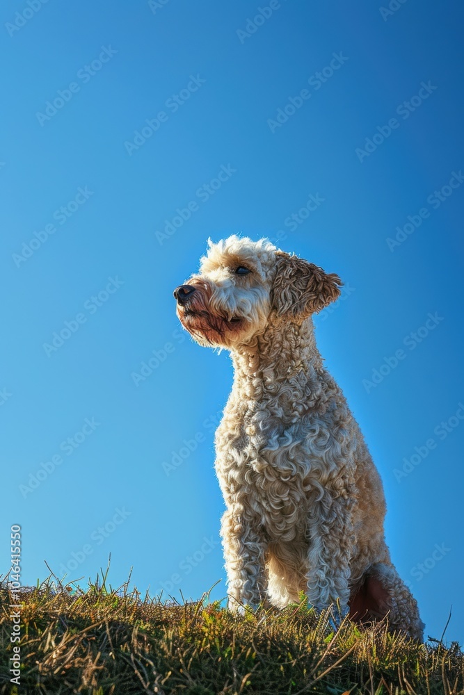 Lagotto Romagnolo Portrait on Sunny Day: Vibrant Canine in Nature Lagotto Romagnolo Portrait on Sunny Day: Vibrant Canine in Nature