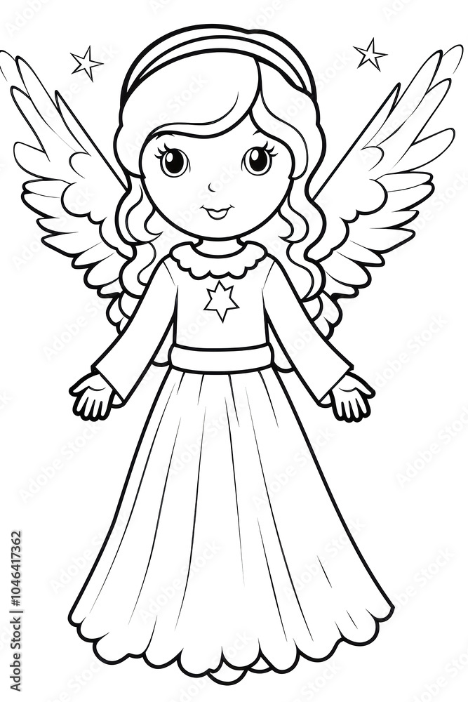 Fototapeta premium Coloring Page with Christmas magic angel.