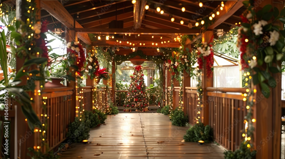 A garland decorates the veranda, with a sofa prepared for a date
A garland decorates the veranda, with a sofa prepared for a date