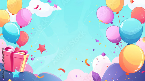 birthday card invitation in colorful cartoon style