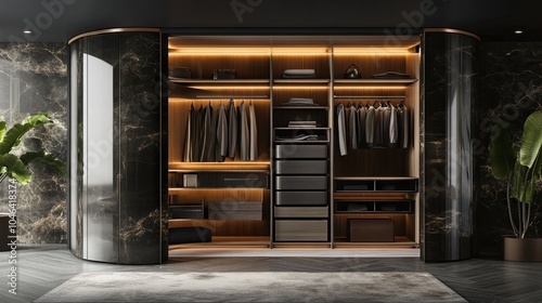 A luxurious wardrobe with exquisite clothing