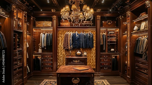 A luxurious wardrobe with exquisite clothing