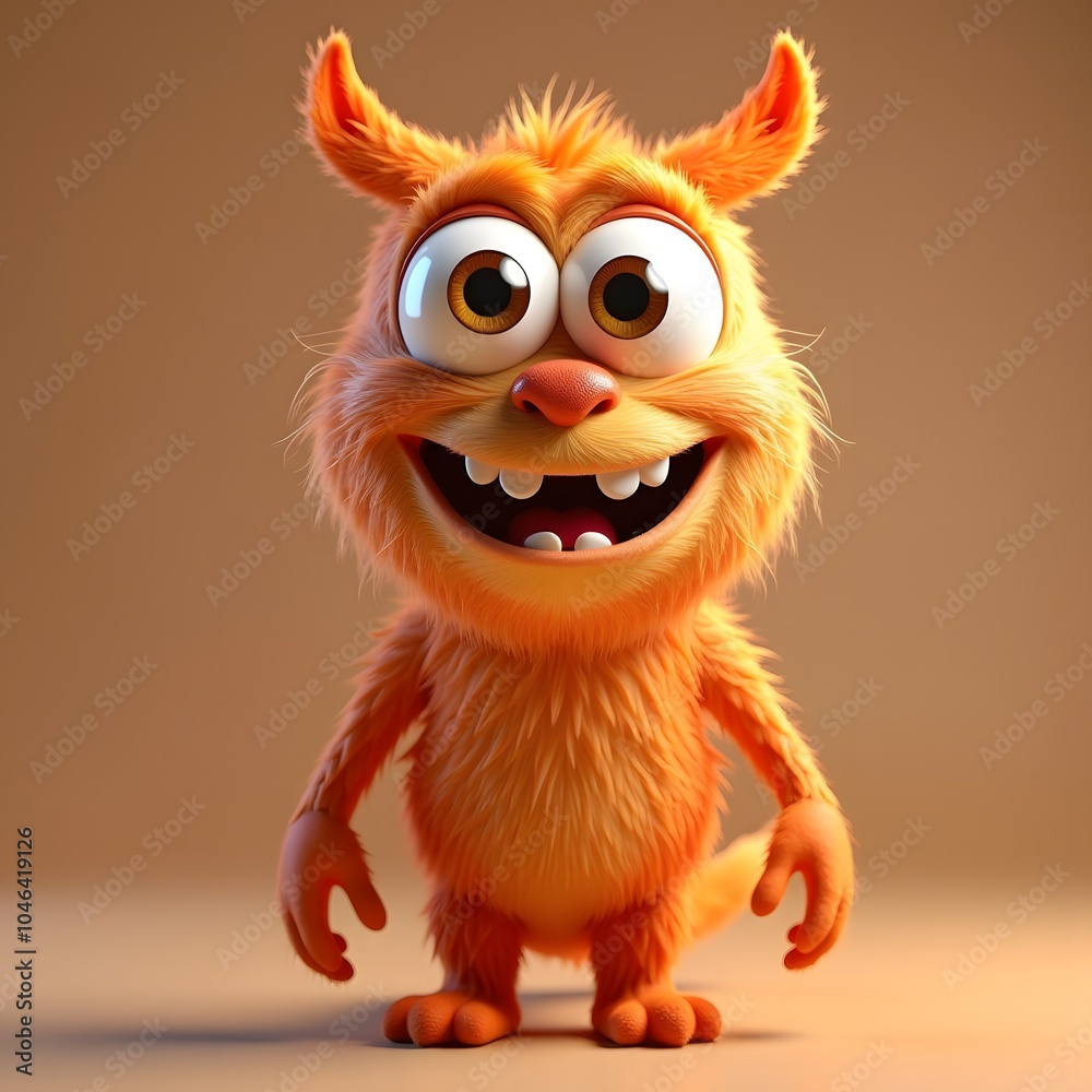 Cute Orange Furry Monster Character Cute Orange Furry Monster Character