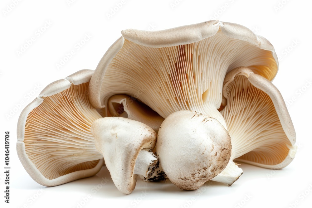 Closeup of isolated oyster mushroom on white background Closeup of isolated oyster mushroom on white background