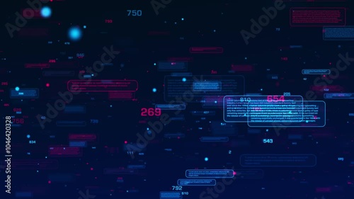 4K Social networking service concept. Communication network. Abstract technology blue background network connection empty space digital tech background, Connected lines with dots, technology backgroun