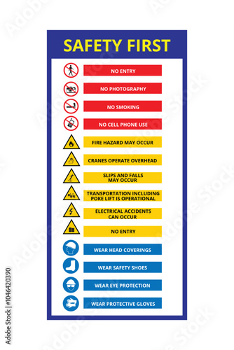 safety first icons board design template vector
