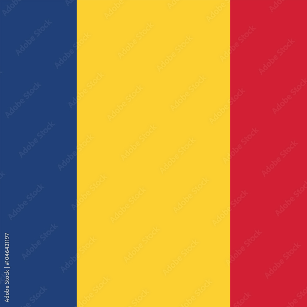 Square shaped national flag of the European country of ROMANIA