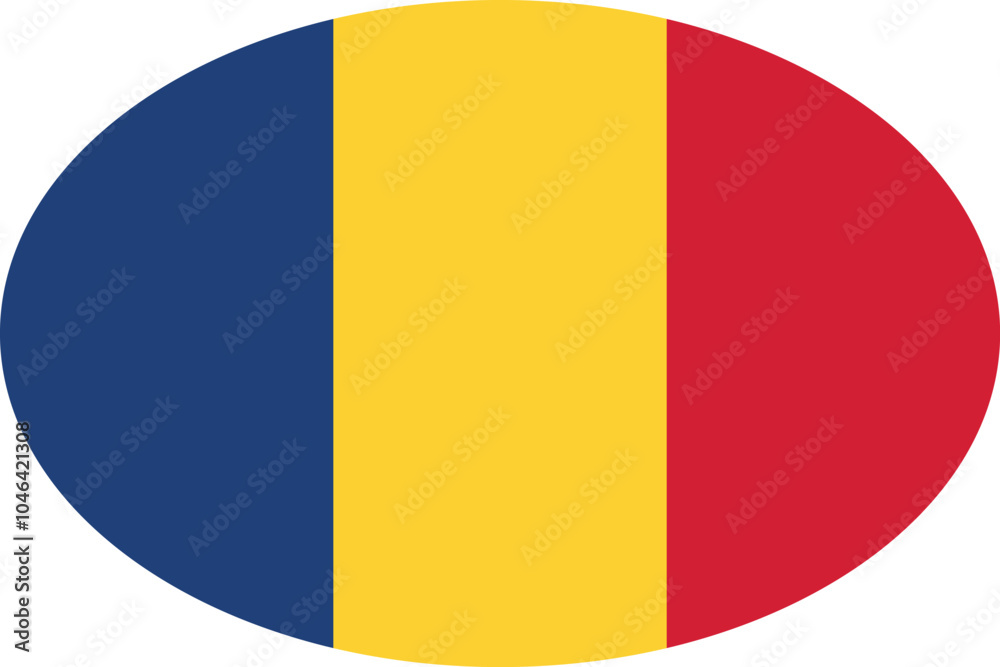 Fototapeta premium Oval shaped national flag of the European country of ROMANIA