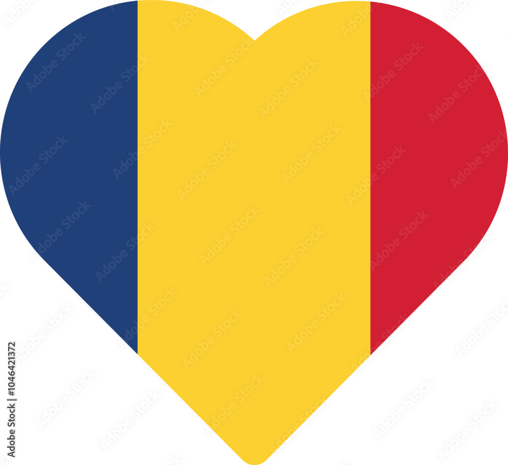 Fototapeta premium Heart shaped national flag of the European country of ROMANIA
