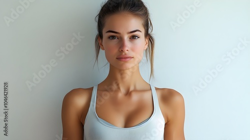 A woman's fitness success story, before-and-after images in workout gear, highlighting strength and muscle tone, Digital Art, Photorealistic, Soft Background