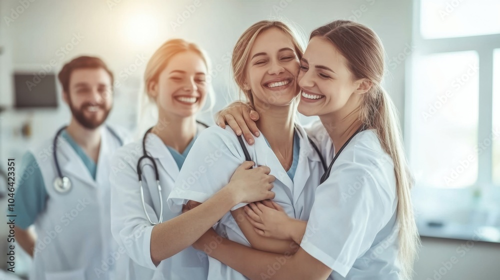 Happy Medical Team Hugging in Hospital Teamwork Healthcare Support Doctors Nurses Happy Medical Team Hugging in Hospital Teamwork Healthcare Support Doctors Nurses