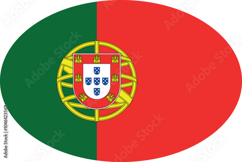 Free Download Oval shaped national flag of the European country of PORTUGAL - GFXLoad