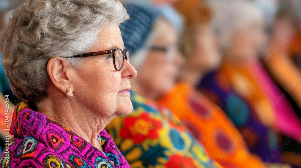 Obraz premium Seniors attending a cultural exhibition, viewing traditional crafts