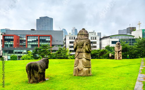 Ancient Stone Guards at the Royal Tombs of Seonjeongneung, UNESCO World Heritage in Seoul, South Korea photo